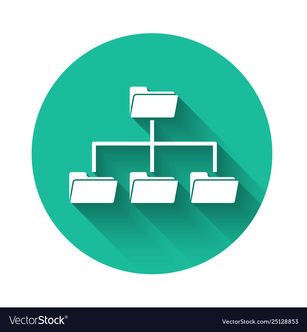 White folder tree icon isolated with long shadow vector image White folder tree icon isolated with long shadow