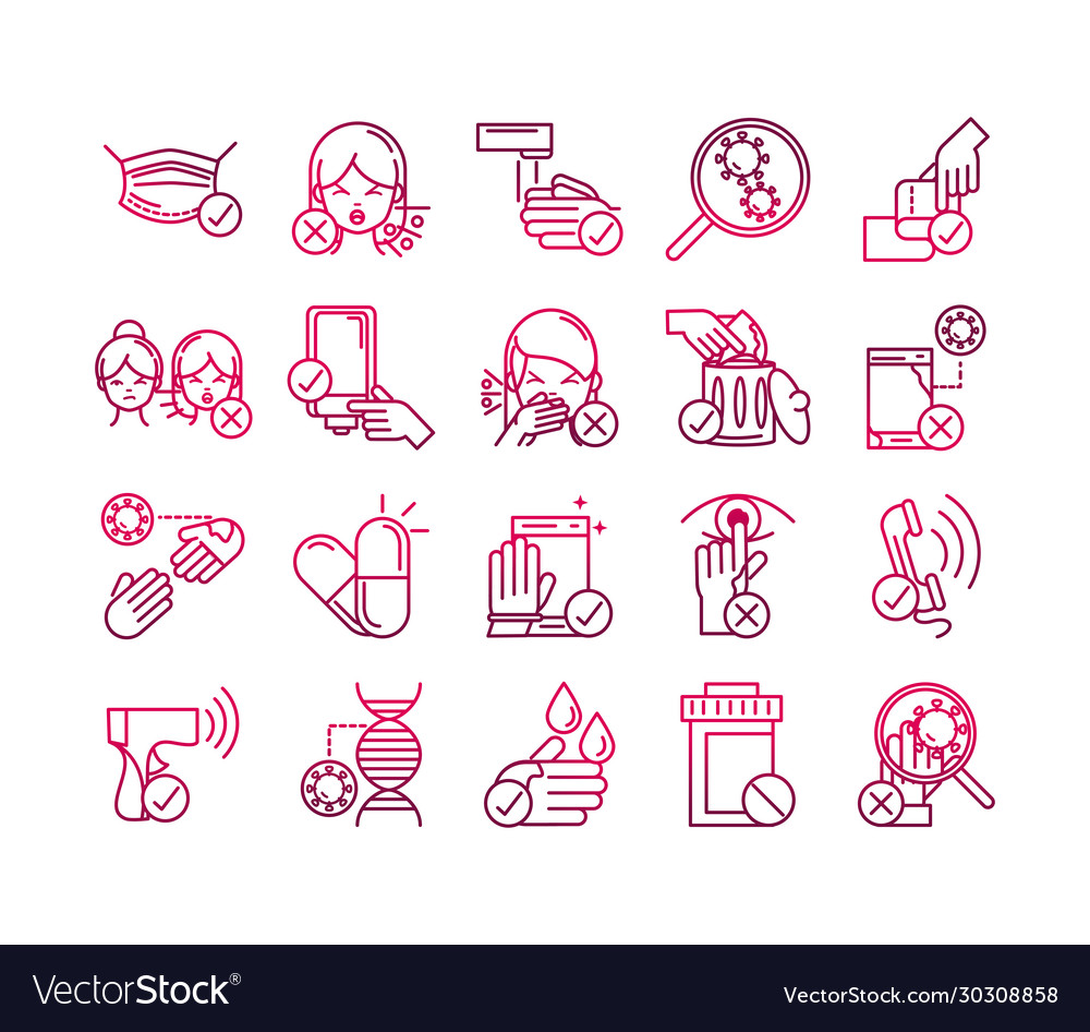 Avoid and prevent spread covid19 icons set