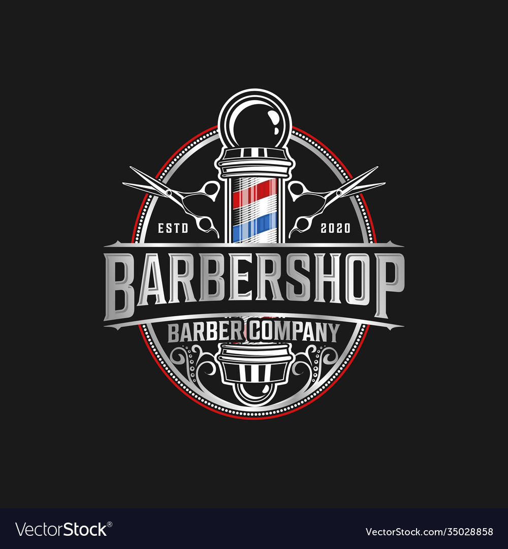 Barbershop logo vintage classic style salon Vector Image