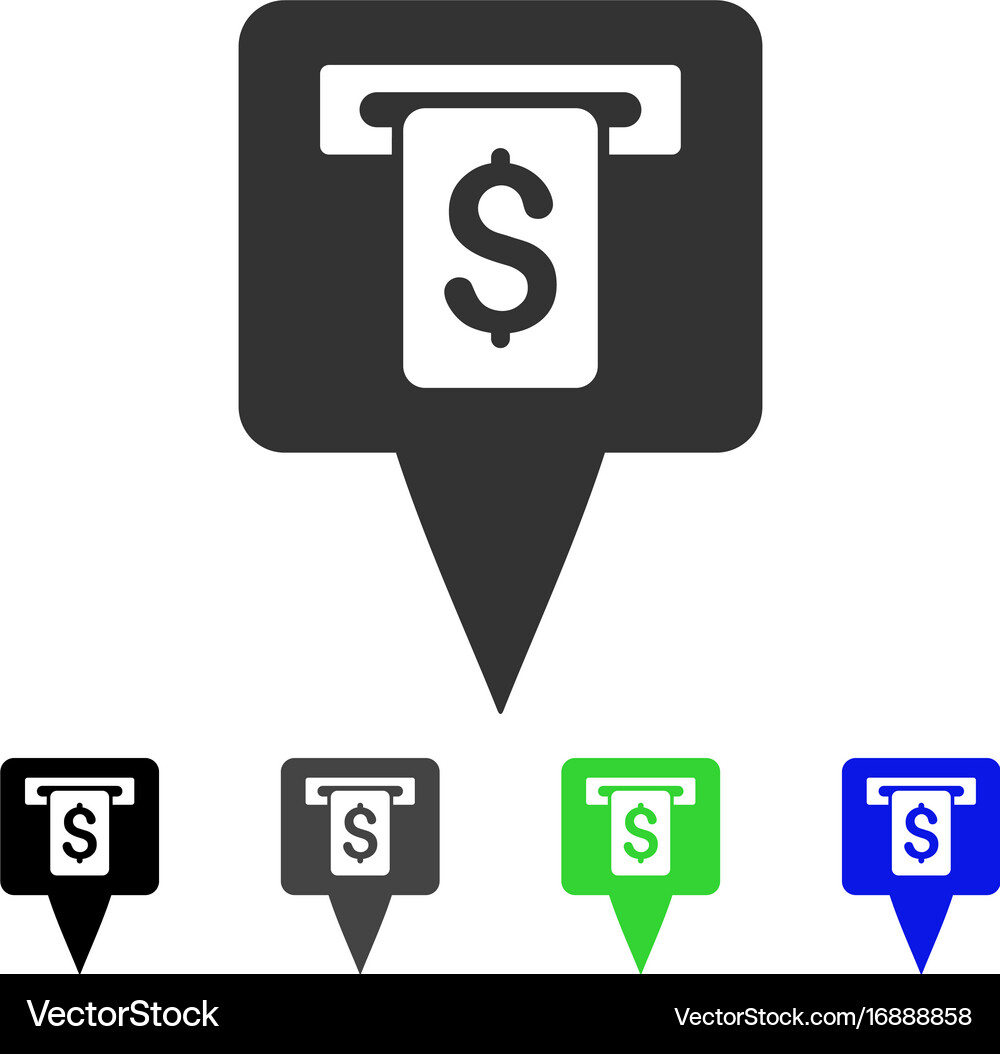Cash machine map pointer flat icon Royalty Free Vector Image