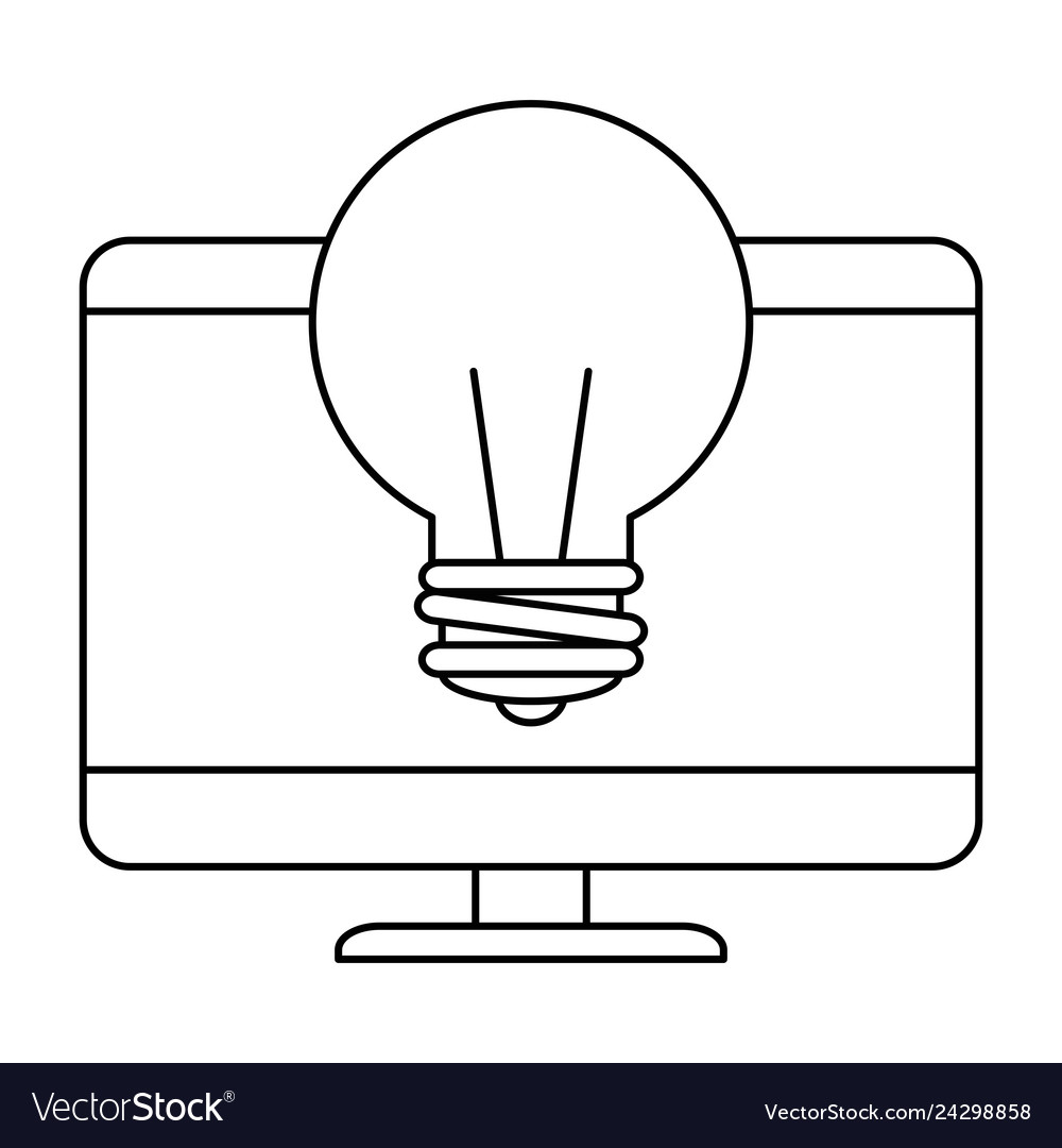 Computer desktop with bulb vector image Computer desktop with bulb