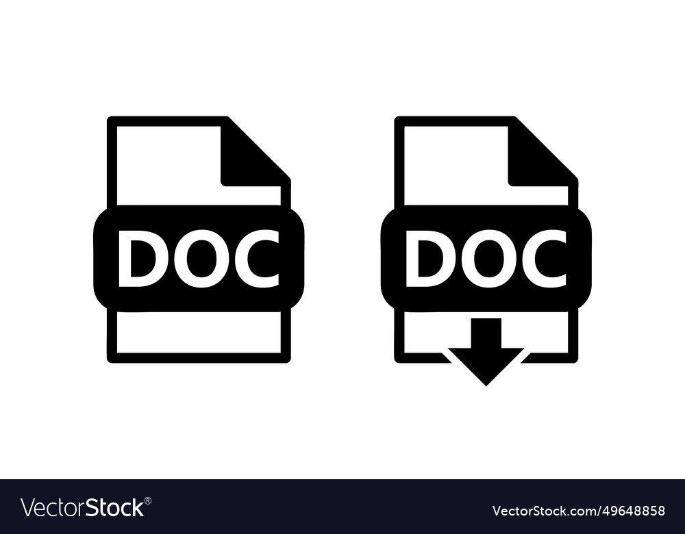 Doc file format document line icon sign black