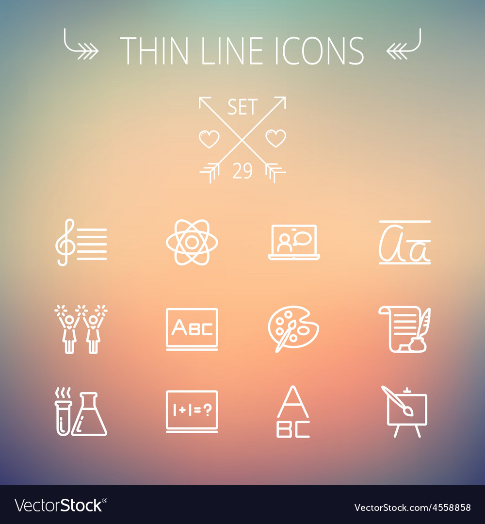 Education thin line icon set