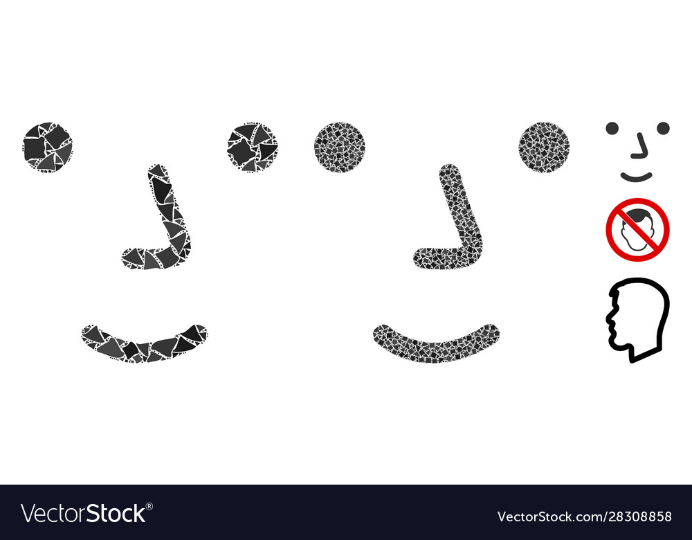 Face mosaic icon bumpy items vector image Face mosaic icon bumpy items