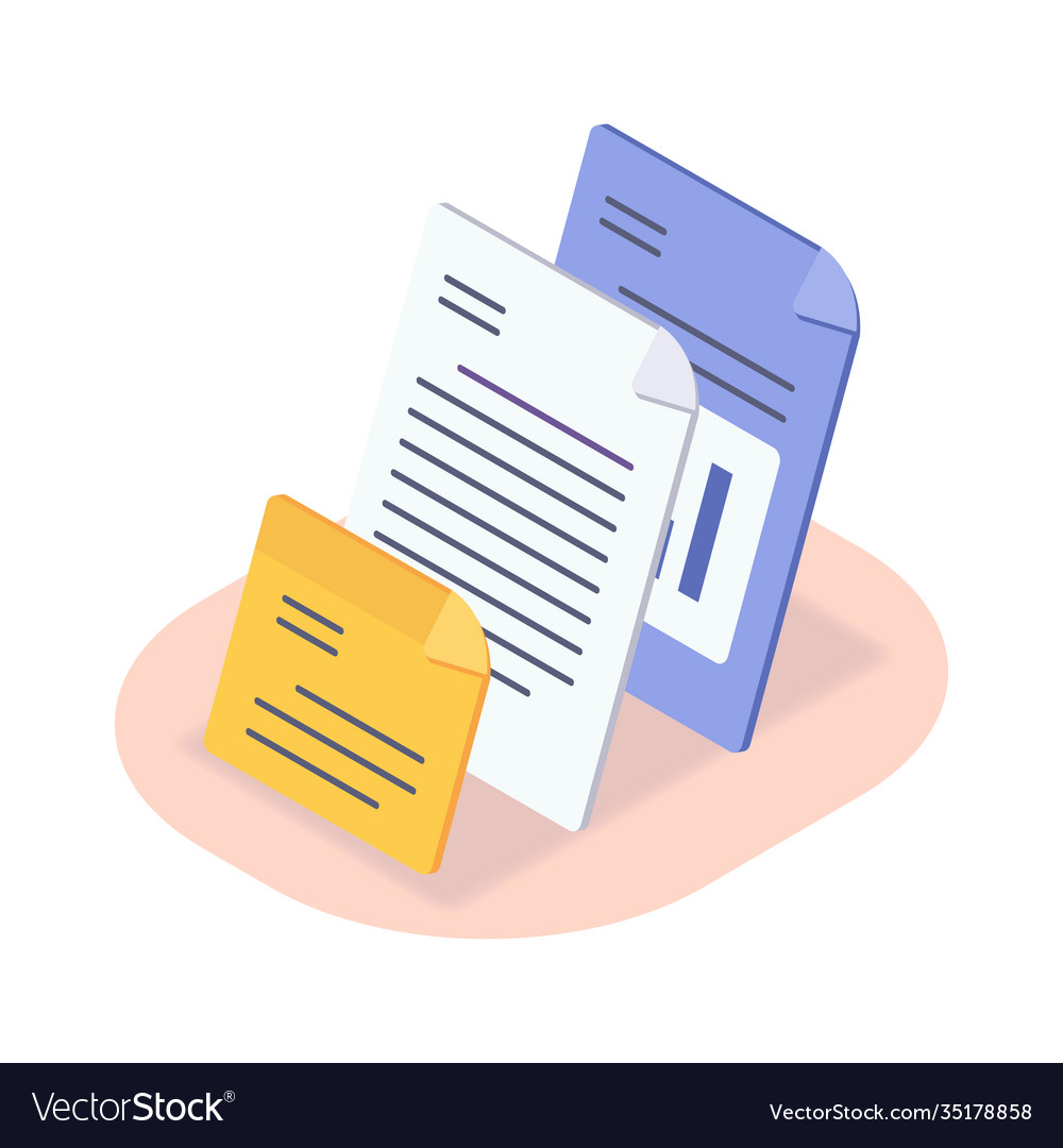 File document type isometric icon with modern