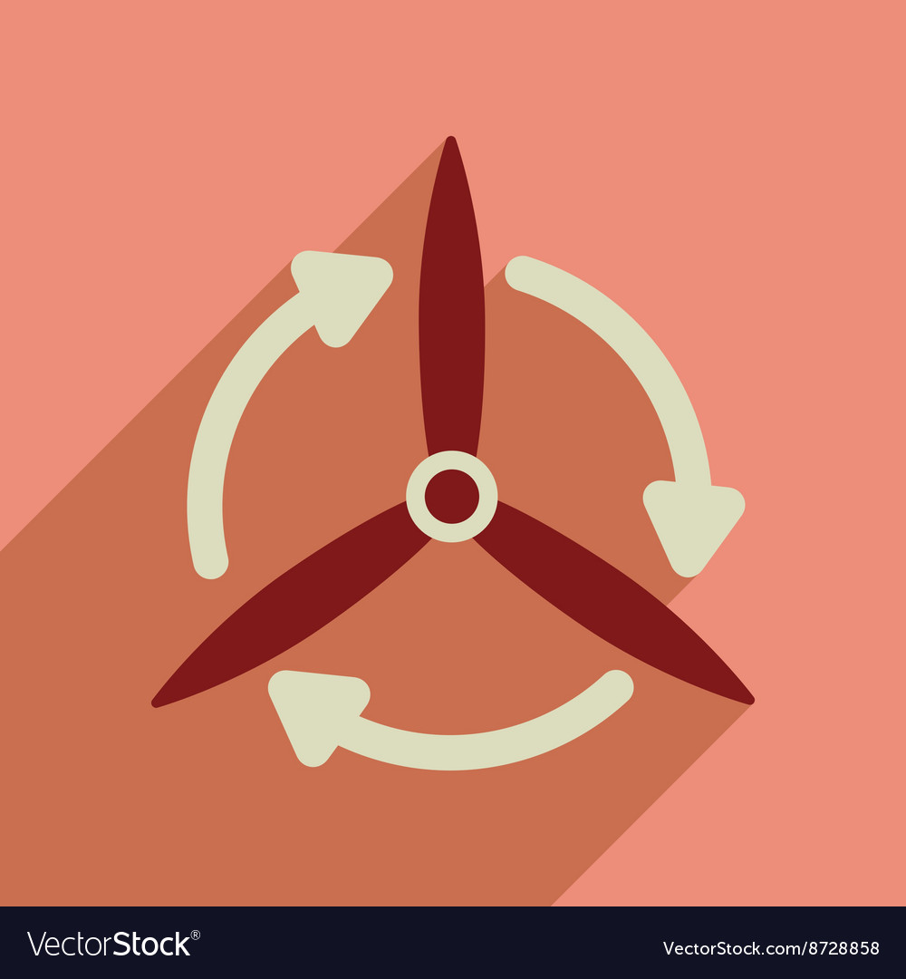 Flat web icon with long shadow windmill