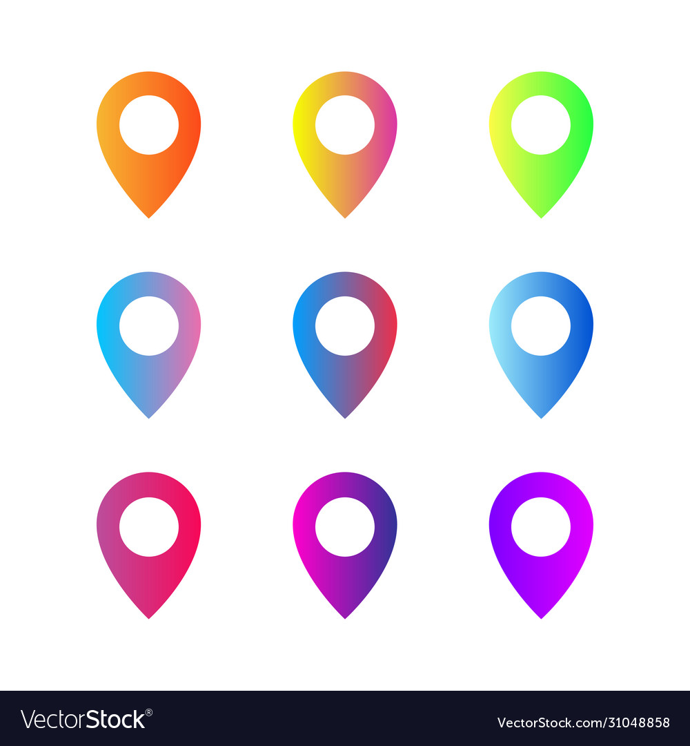 Gradient pointers isolated point on map colorful vector image Gradient pointers isolated point on map colorful