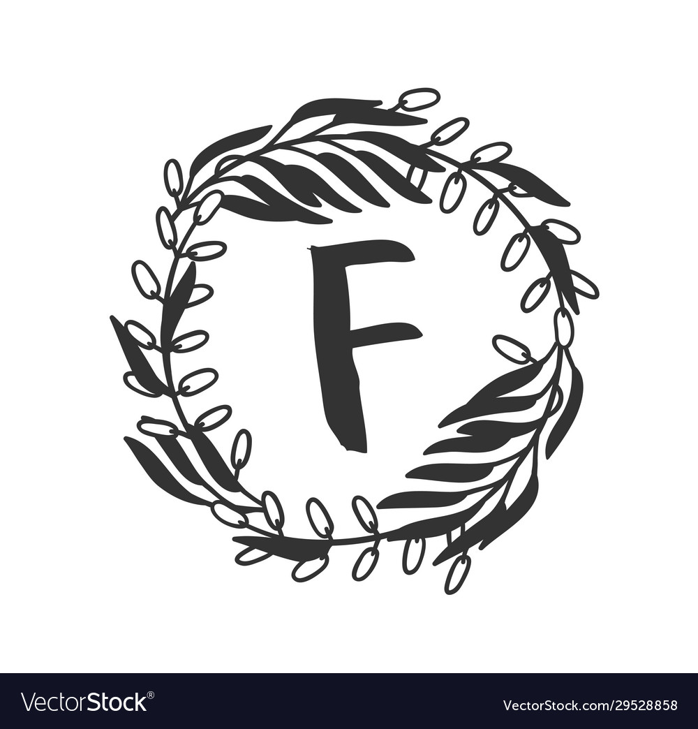 Hand drawn monogram object for design use black