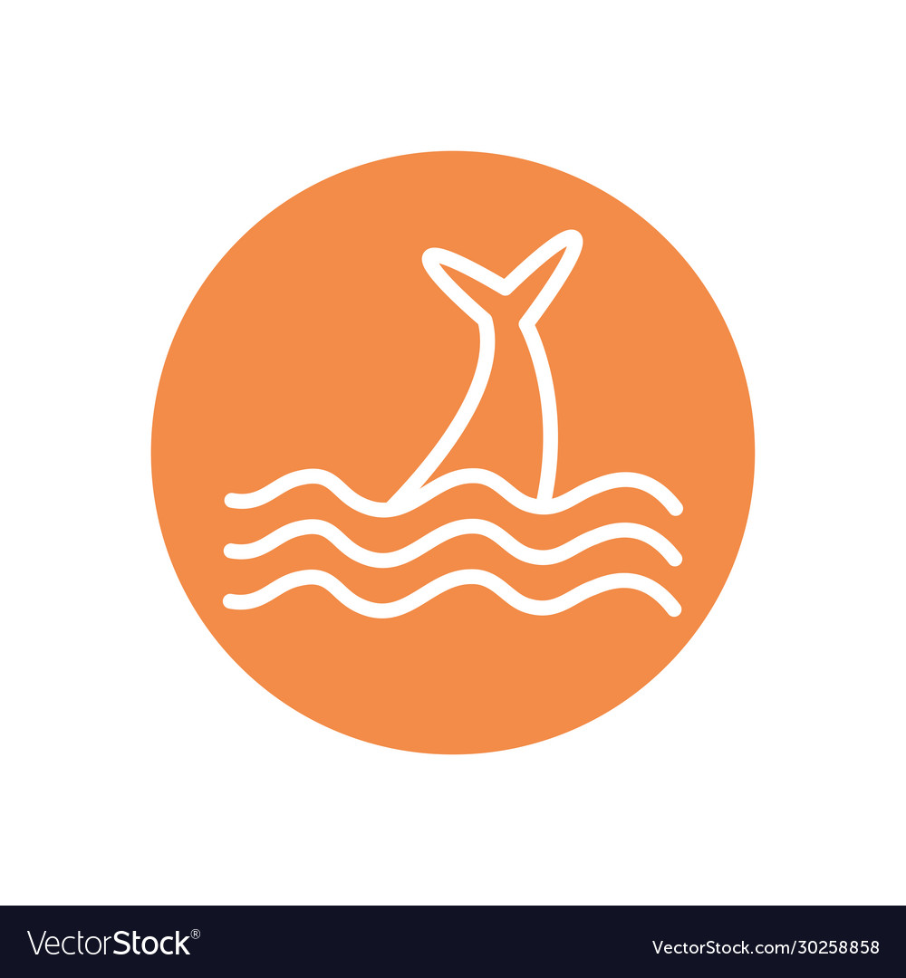 Isolated dolphin tail line block style icon