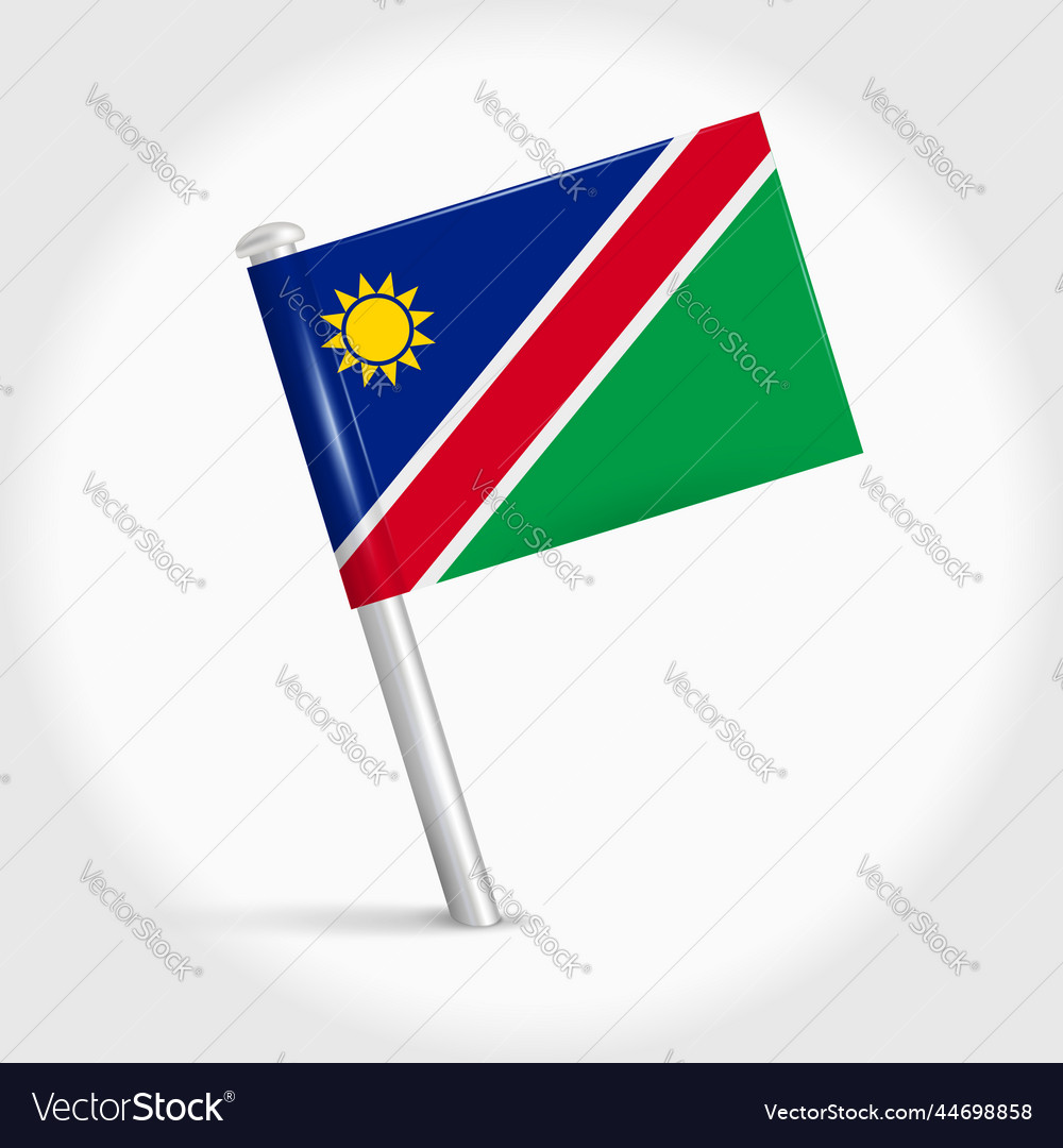 Namibia map pin flag 3d realistic vector image Namibia map pin flag 3d realistic