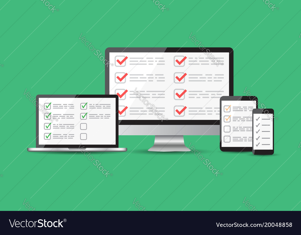 Online survey checklist set tablet computer