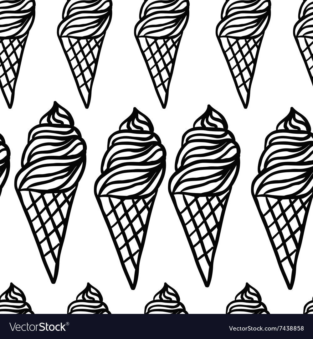 Perfect seamless pattern with ice cream cones