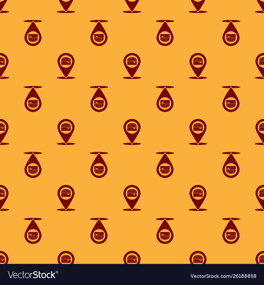 Red map pointer with fast food burger icon Vector Image Red map pointer with fast food burger icon
