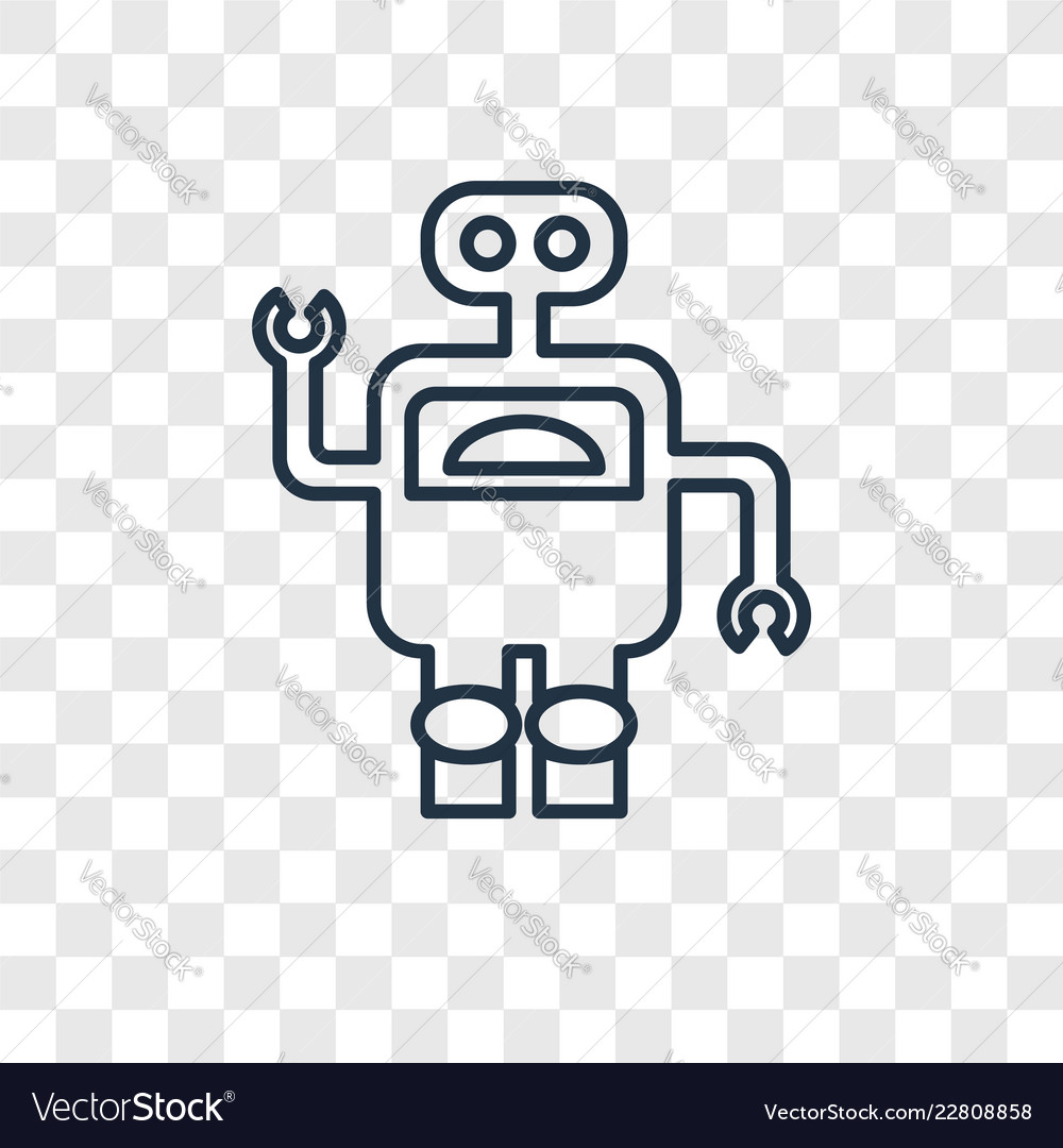 Robot concept linear icon isolated on transparent vector image Robot concept linear icon isolated on transparent