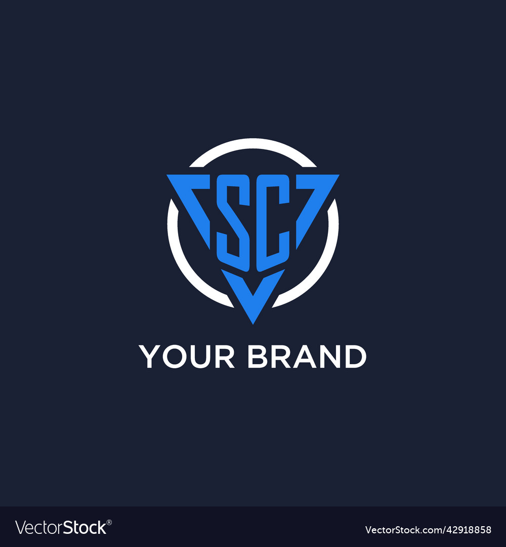 Sc monogram logo with triangle shape and circle Vector Image Sc monogram logo with triangle shape and circle