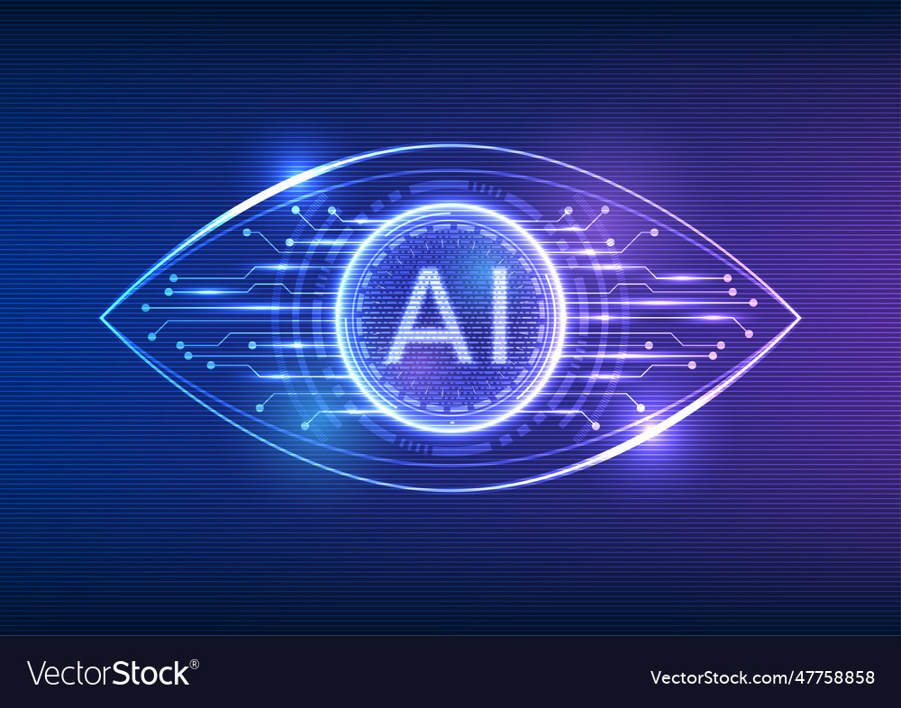 Technology eye with ai nestled within accompanied Vector Image