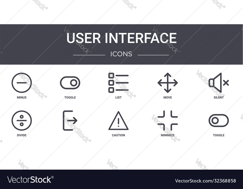 User interface concept line icons set contains vector image User interface concept line icons set contains