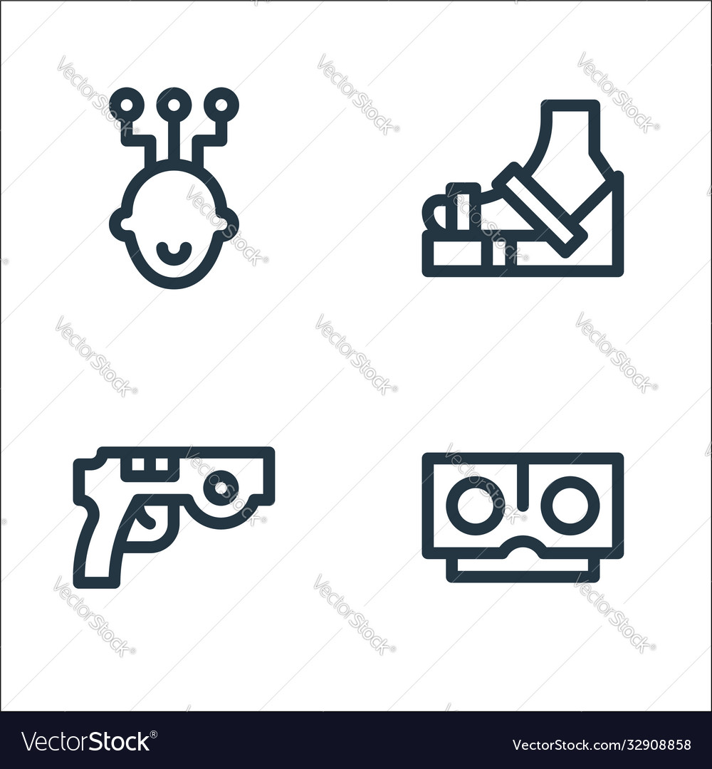 Virtual reality line icons linear set quality vector image Virtual reality line icons linear set quality