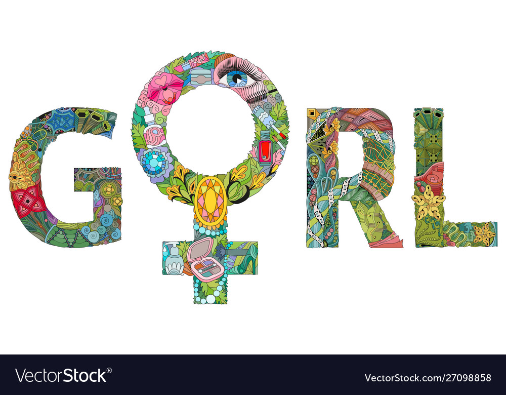 Word girl with symbol venus Royalty Free Vector Image