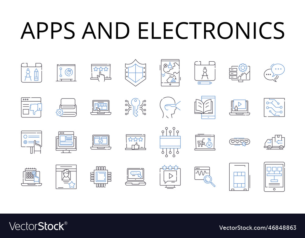 Apps and electronics line icons collection