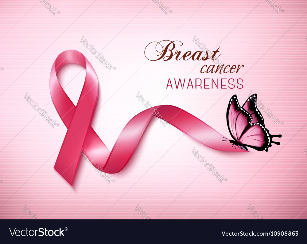 Breast cancer awareness ribbon on a pink