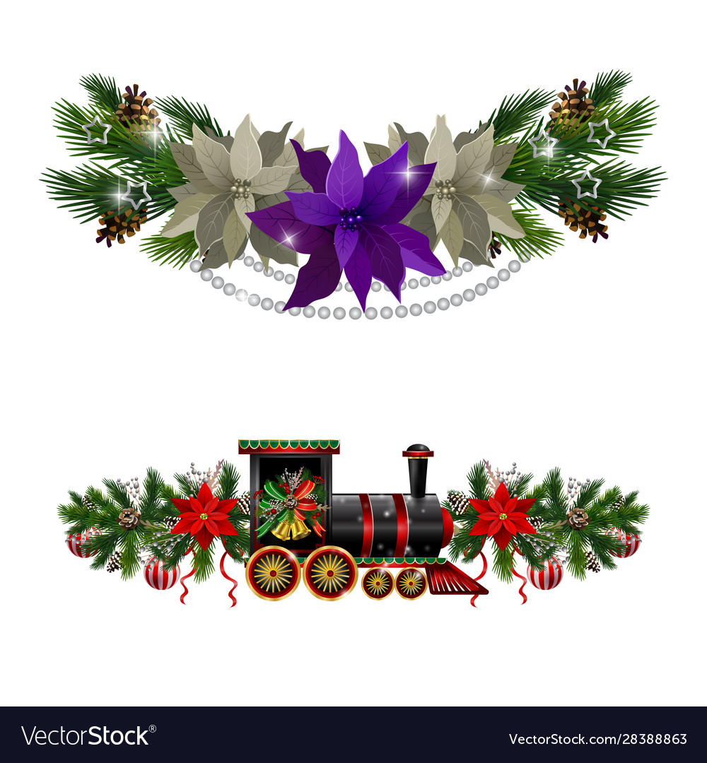 Christmas decorations with fir tree collection Vector Image