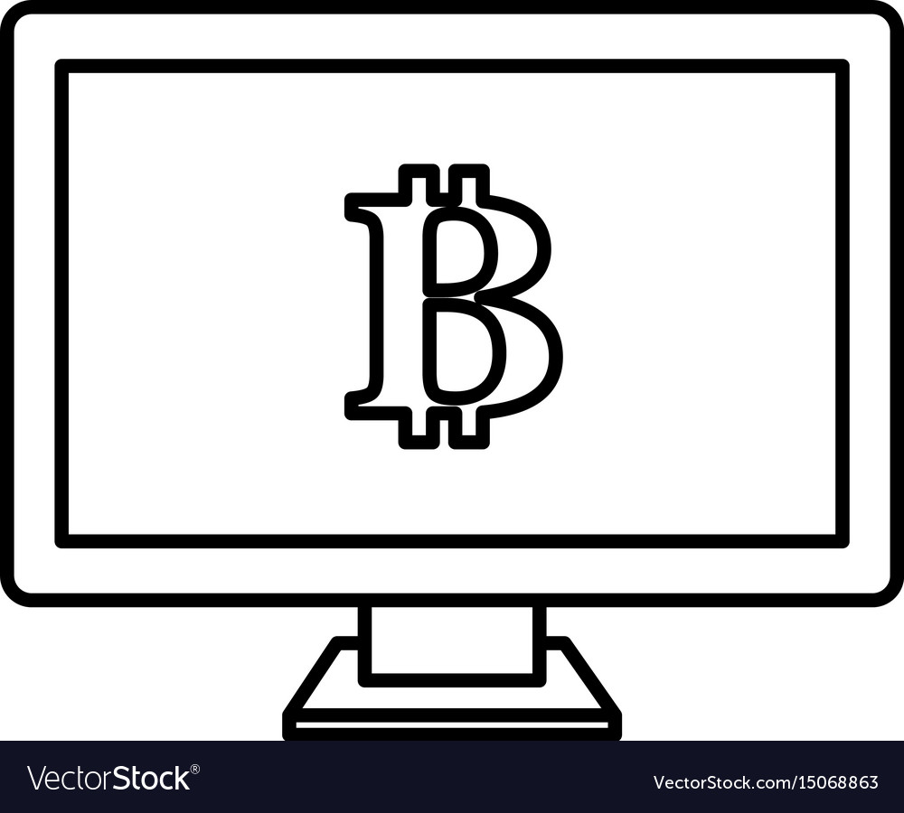 Computer with bitcoin symbol