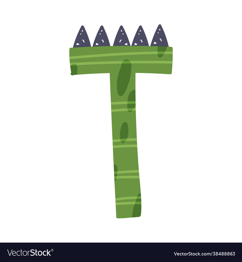 Dino alphabet capital ornamental letter t Vector Image