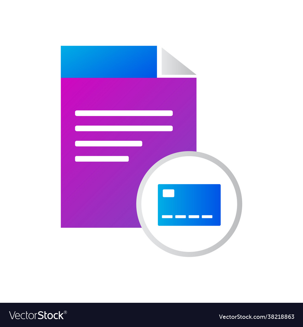 File icon with credit card gradient vector image File icon with credit card gradient