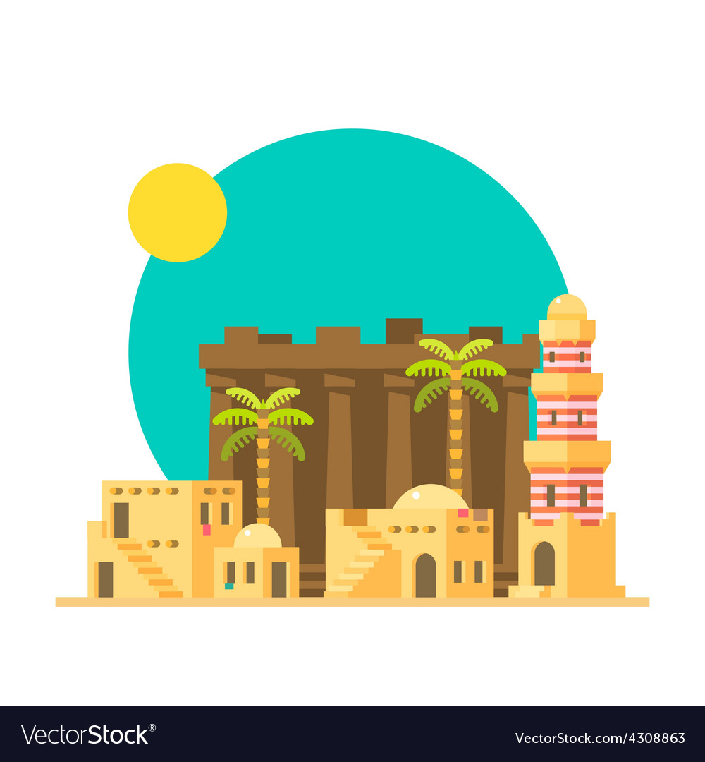 Flat design of Karnak ruins in Egypt Royalty Free Vector