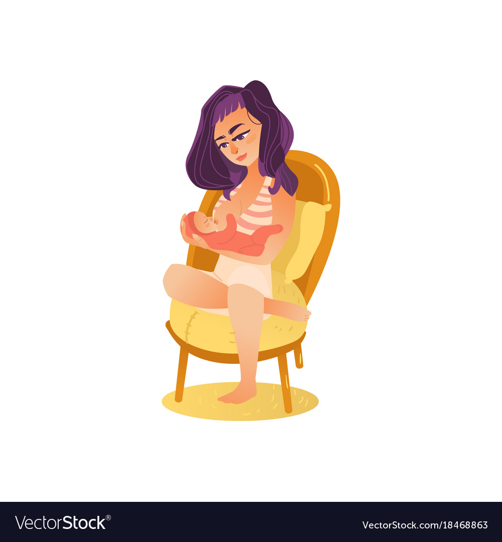 Flat girl sitting at chair with infant baby