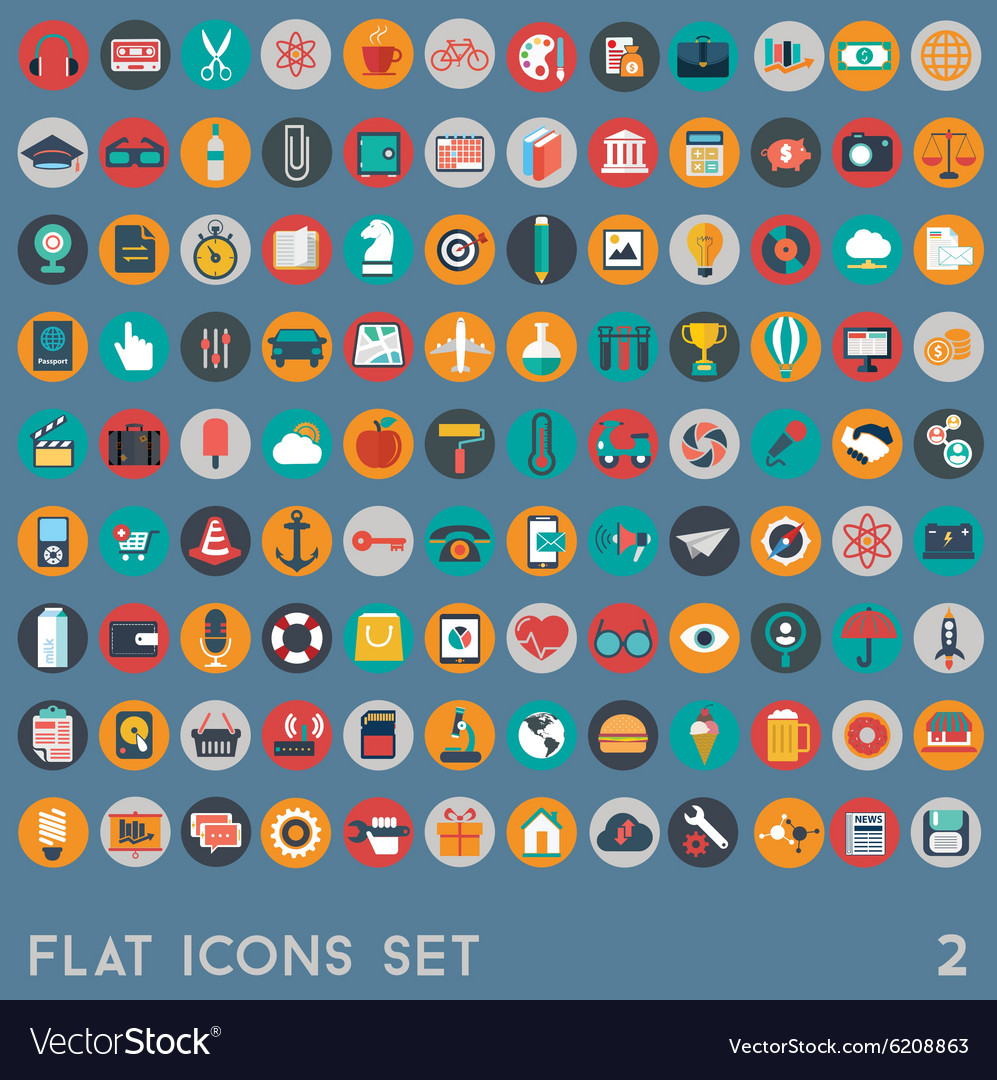 Flat icons design modern big set of various Vector Image