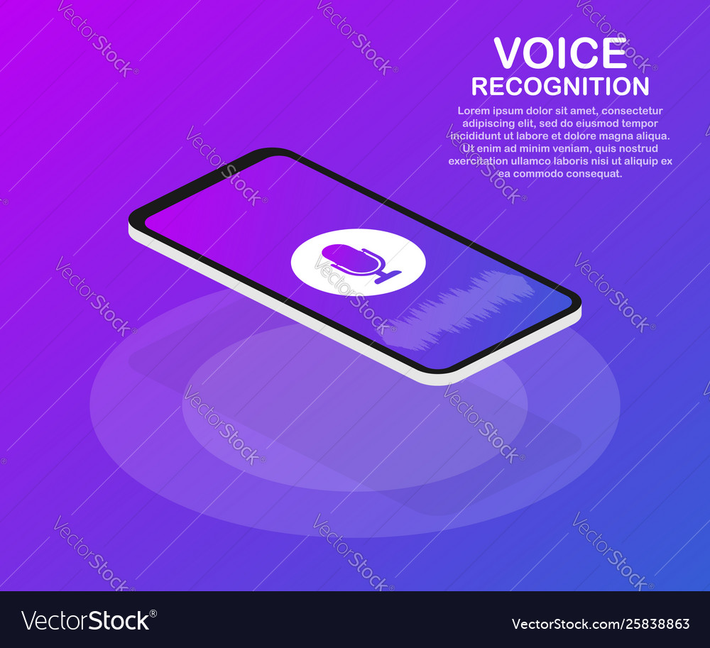 Flat voice recognition landing page design vector image Flat voice recognition landing page design