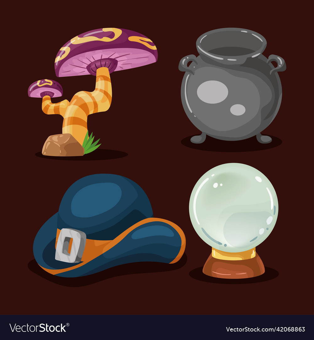 Four magic witch icons