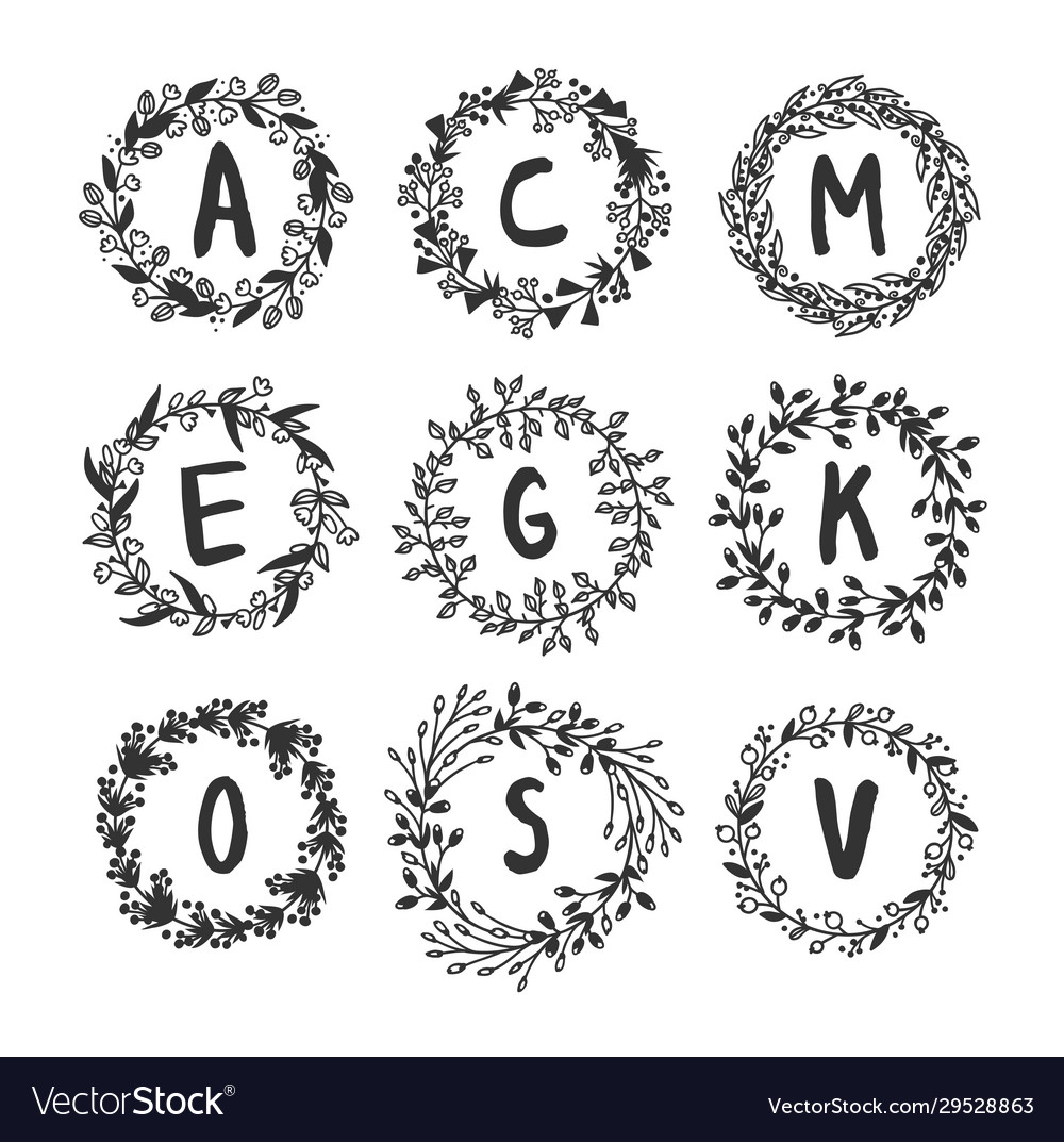 Hand drawn monogram object for design use black