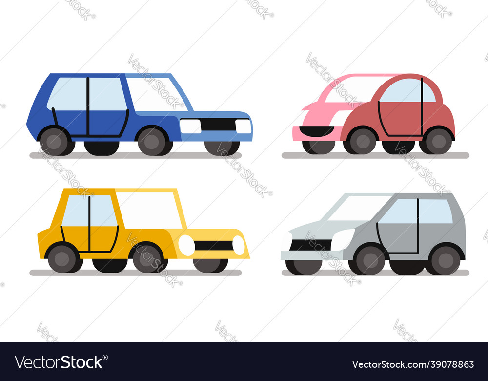 Icon set of flat cars auto set Royalty Free Vector Image