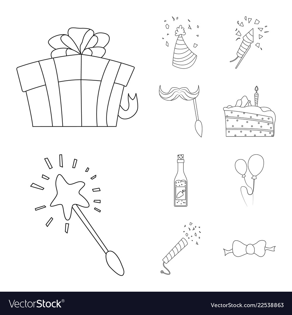 Isolated object of party and birthday symbol set vector image Isolated object of party and birthday symbol set
