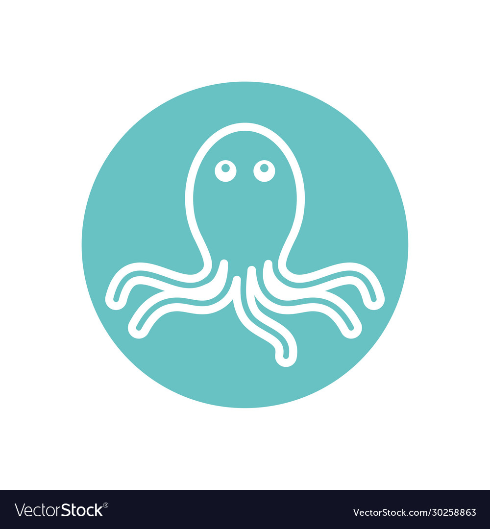 Isolated octopus line block style icon
