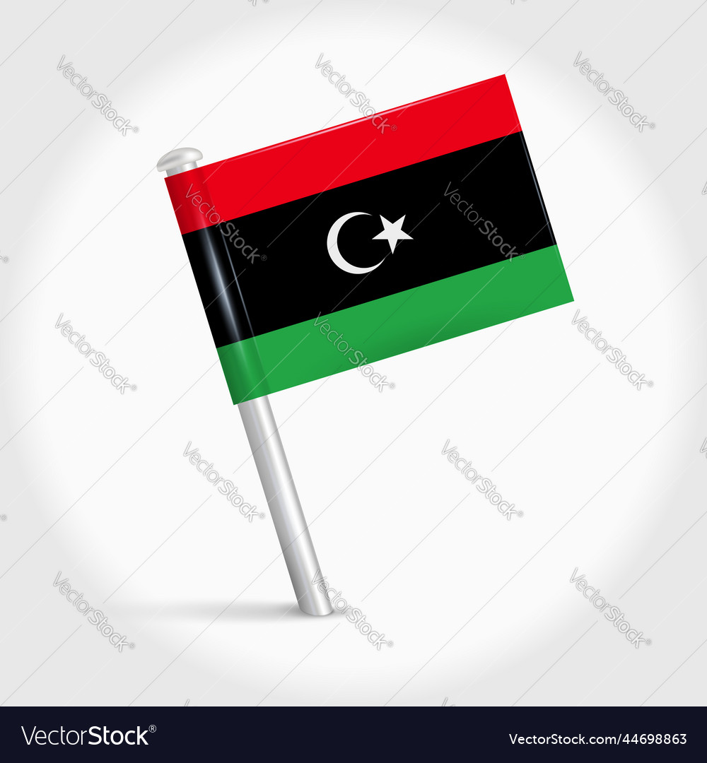 Libya map pin flag 3d realistic