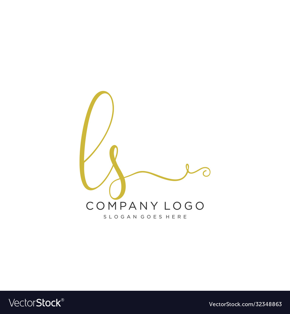 Ls initial handwriting logo design Royalty Free Vector Image