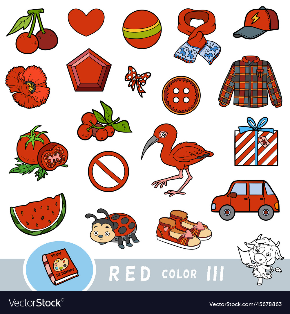 Red Color Objects - Educational Set
