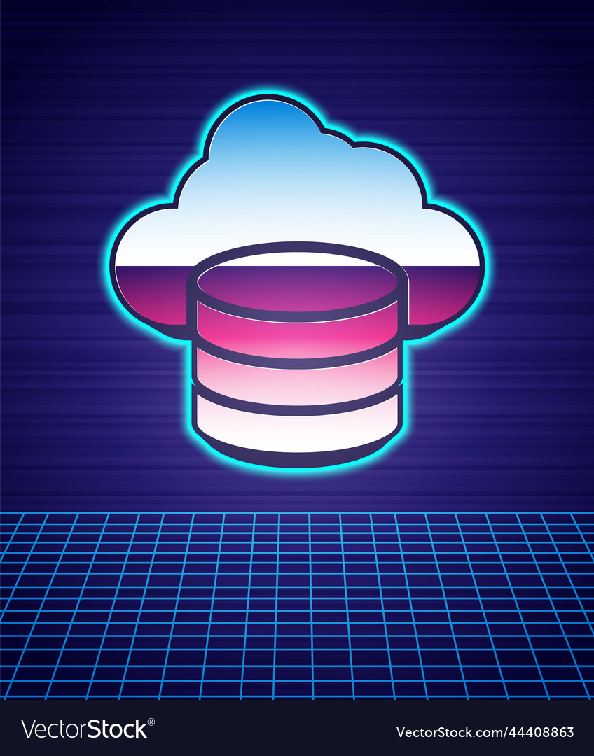 Retro style cloud database icon isolated