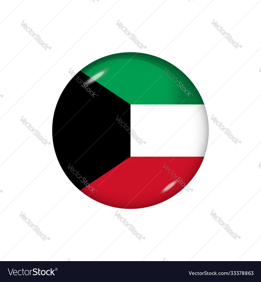 Round flag kuwait button icon glossy badge