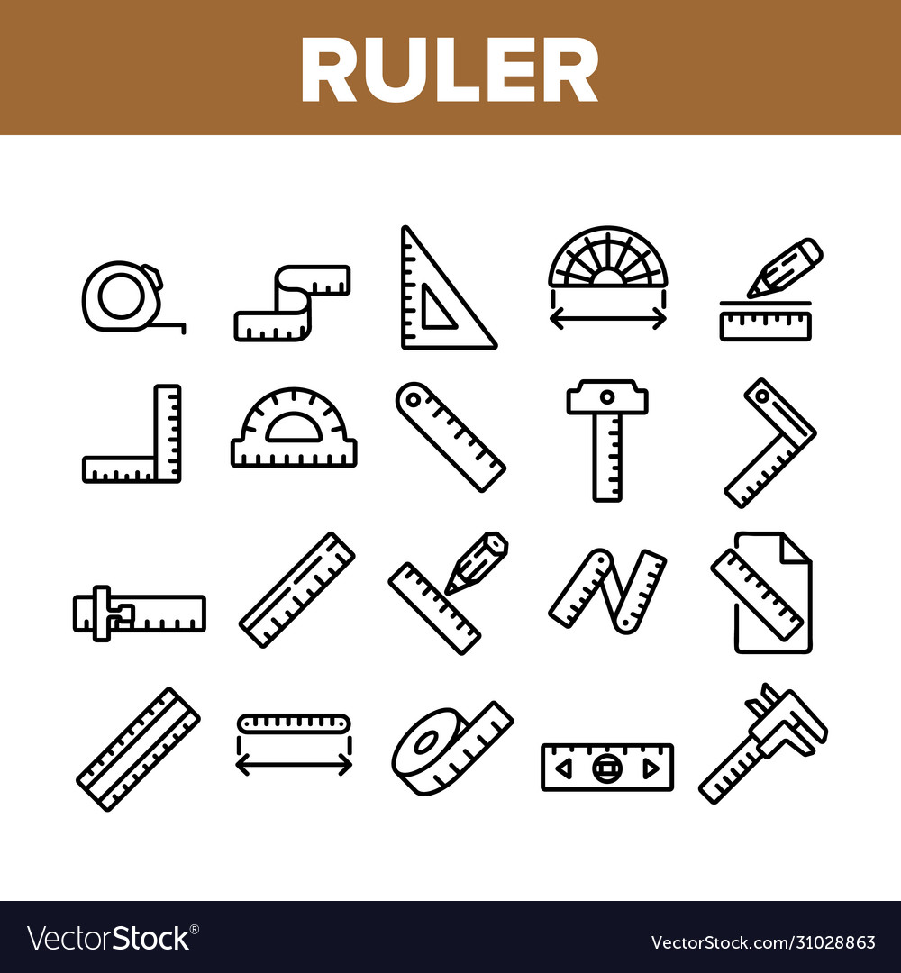 Ruler measuring tool collection icons set vector image Ruler measuring tool collection icons set
