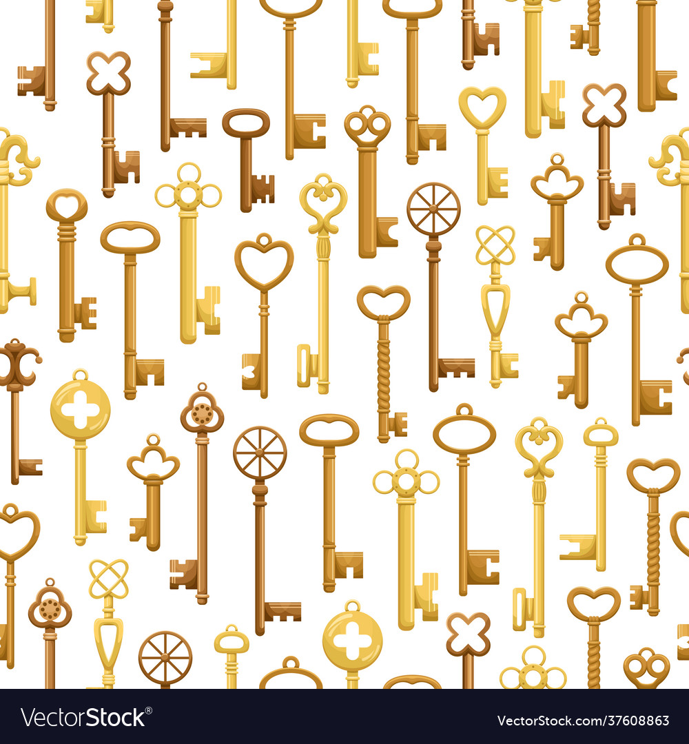 Seamless pattern with retro keys vintage vector image Seamless pattern with retro keys vintage