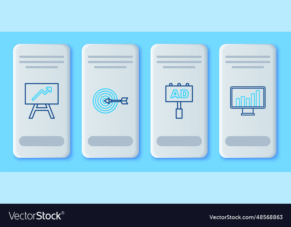 Set line target advertising board with graph vector image Set line target advertising board with graph