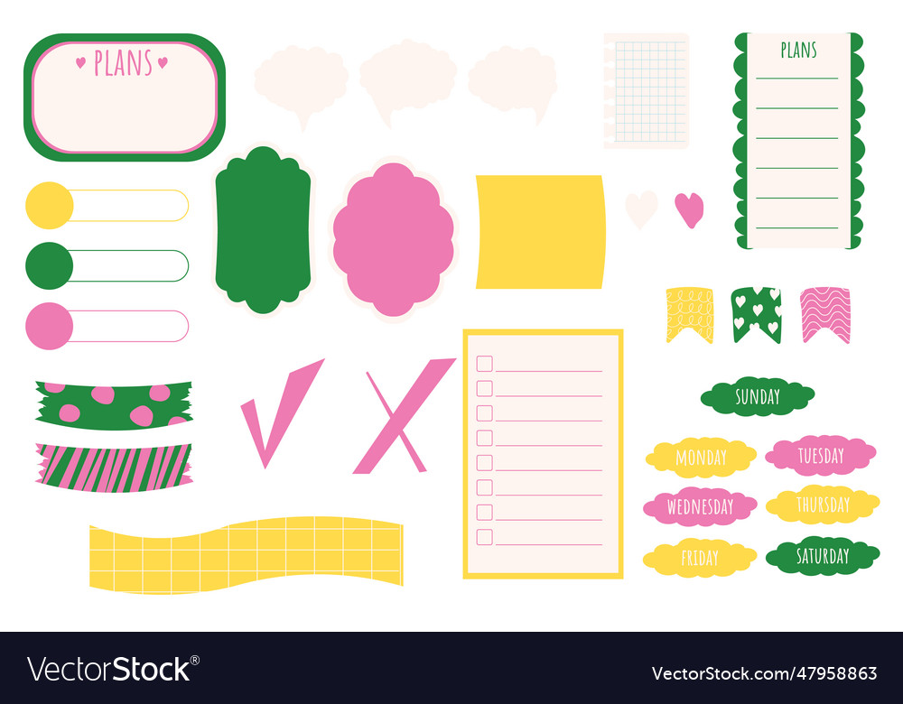 Cute planner stickers organizer tags color Vector Image