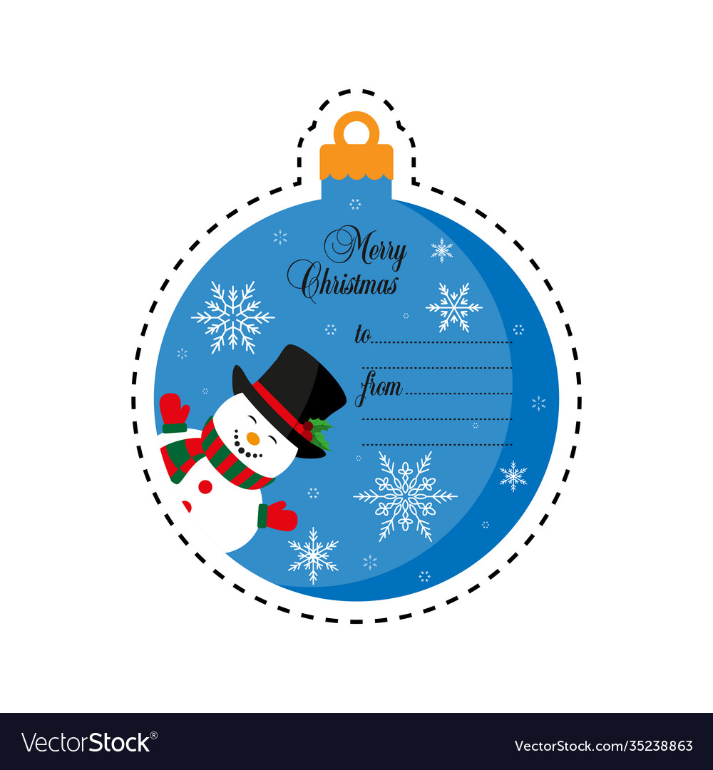 Snowman in black hat merry christmas vector image Snowman in black hat merry christmas