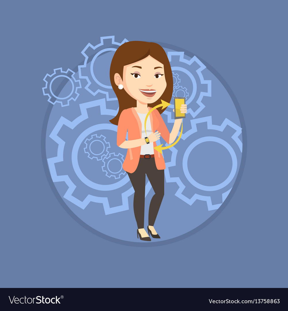 Synchronization between smartwatch and smartphone vector image Synchronization between smartwatch and smartphone