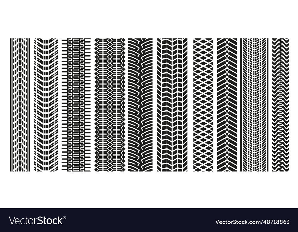 Textures of tire tracks realistic flat imprints Vector Image